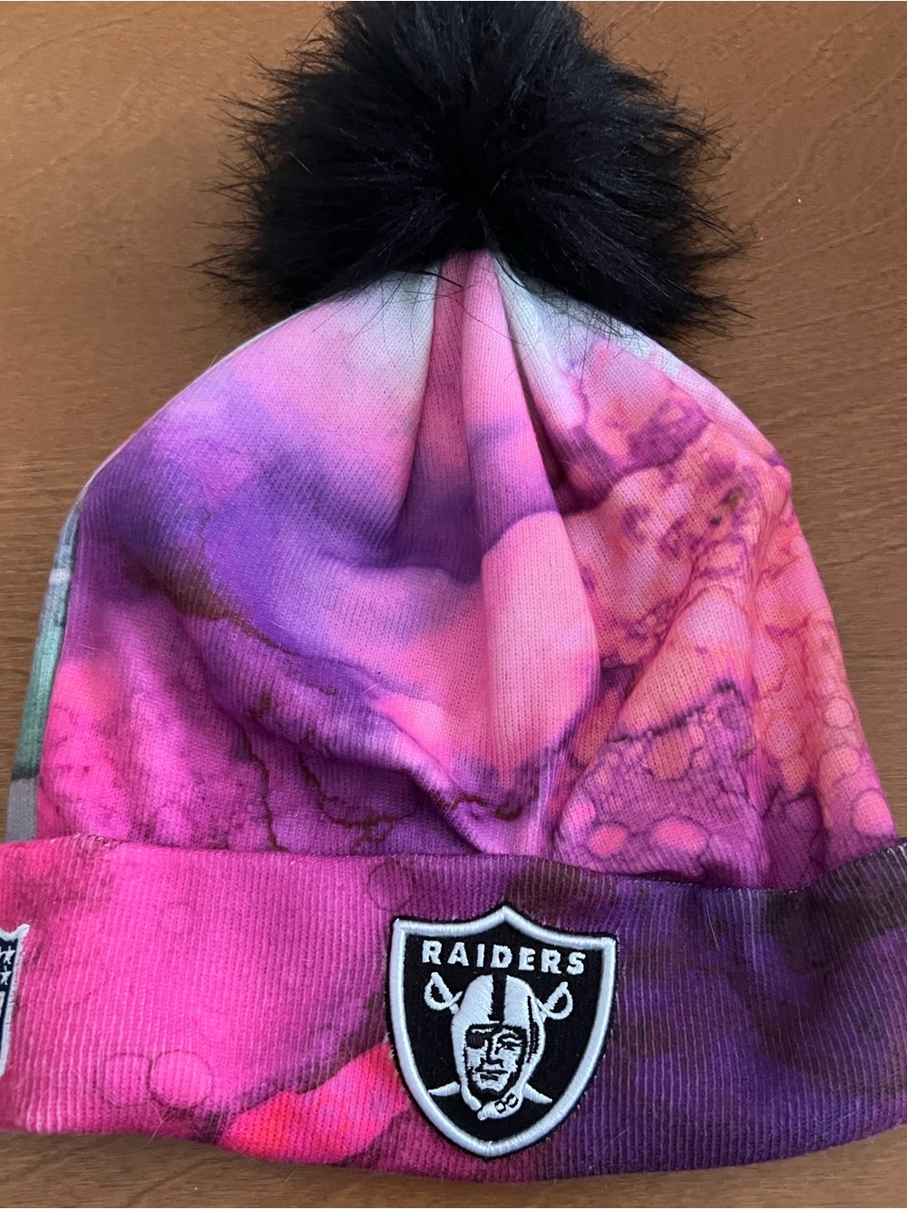 Raiders Women’s Pom Beanie - Pink & Purple Tie-Dye